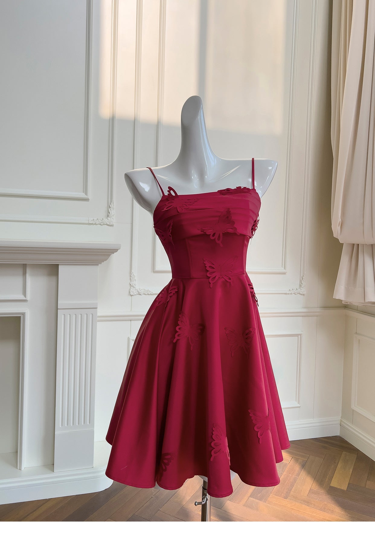 Modest A Line Spaghetti Straps Burgundy Satin Formal 8th Grade Homecoming Dresses Middle School Short Birthday Gowns Graduation Dress Hoco Outfits DH2108