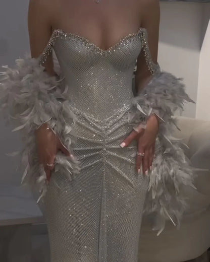 Sexy Mermaid Straps Silver Sequin Long Prom Dresses Party Dress 20th Birthday Outfits Graduation Dresses DH2217