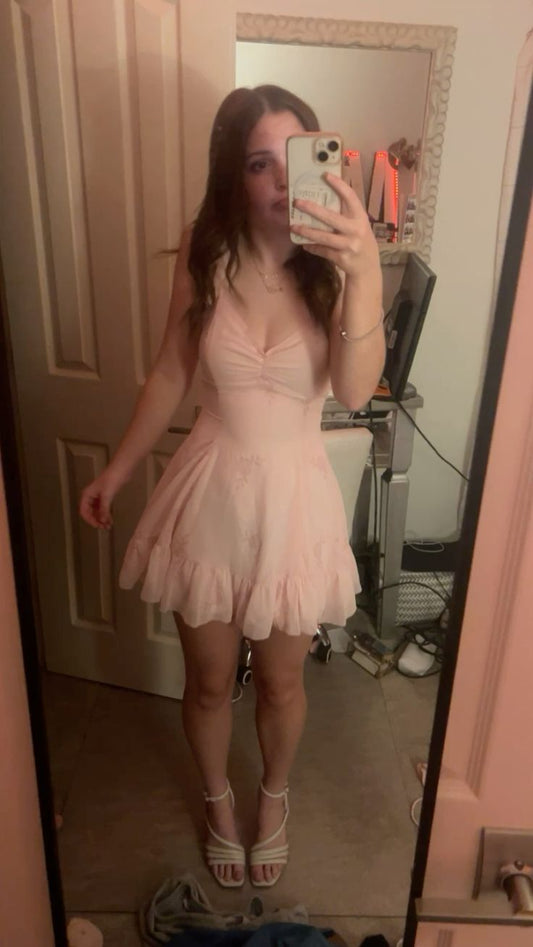 Cute A line Spaghetti Straps Pink Short Formal Homecoming Dress Middle School Short 20th Birthday Outfits Graduation Dress Cocktail Dresses DH2276