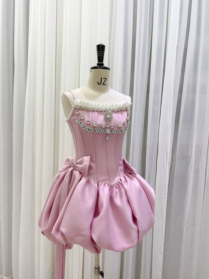Modest Ball Gown Spaghetti Straps Satin Short Formal Homecoming Dress Middle School Short 18th Birthday Outfits Graduation Dress Cocktail Dresses DH2289
