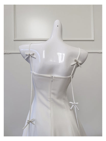 Pretty A Line Spaghetti Straps White Satin Short Formal Homecoming Dresses Middle School Short 21st Birthday Outfits Graduation Dress Mini Cocktail Dresses DH2296