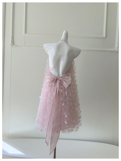 Pretty A Line High Neck Pink Lace Formal Homecoming Dresses Middle School Short 21st Birthday Outfits Graduation Dress Mini Cocktail Dresses DH2307