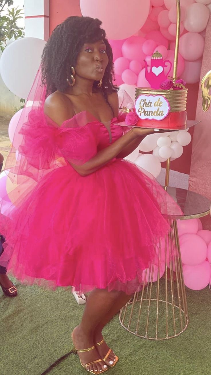 Modest Ball Gown Off The Shoulder Pink Tulle Formal Homecoming Dresses 8th Grad Dance Graduation Dress Short Hoco Dresses DH2588