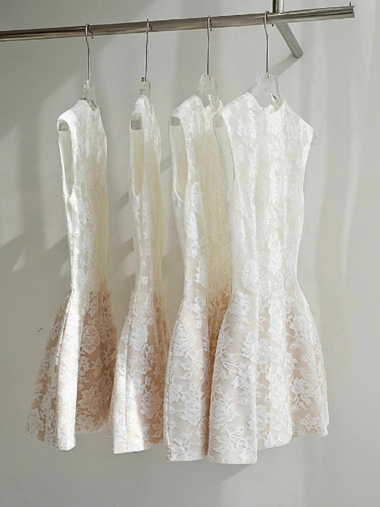 Simple A line Scoop Lace Short White Mini Formal 8th Grade Homecoming Dresses Middle School Cocktail Dress Hoco Outfits DH2634