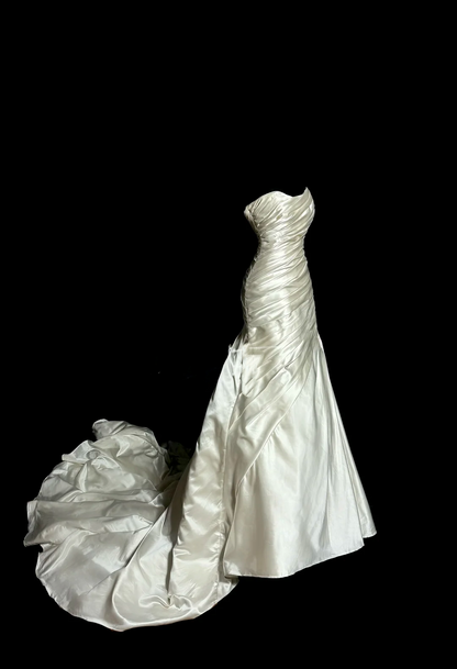Retro Bridal Dress Mermaid Sweetheart Ivory Satin Long Wedding Dress Retro Wedding Dresses Modest Wedding Gowns DH2645