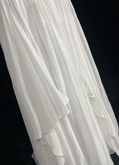 Retro A Line V Neck White Chiffon With Silver Gold Beads Long Flowers Prom Dresses Party Dress 21st Birthday Outfits Prom Gowns DH2662