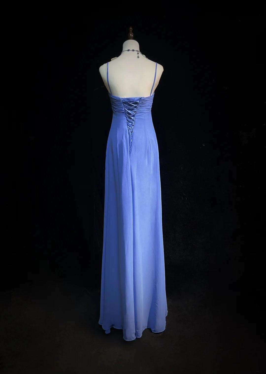 Retro A Line Spaghetti Straps Royal Blue Chiffon With Beads Long Prom Dresses Party Dress 21st Birthday Outfits Prom Gowns DH2663