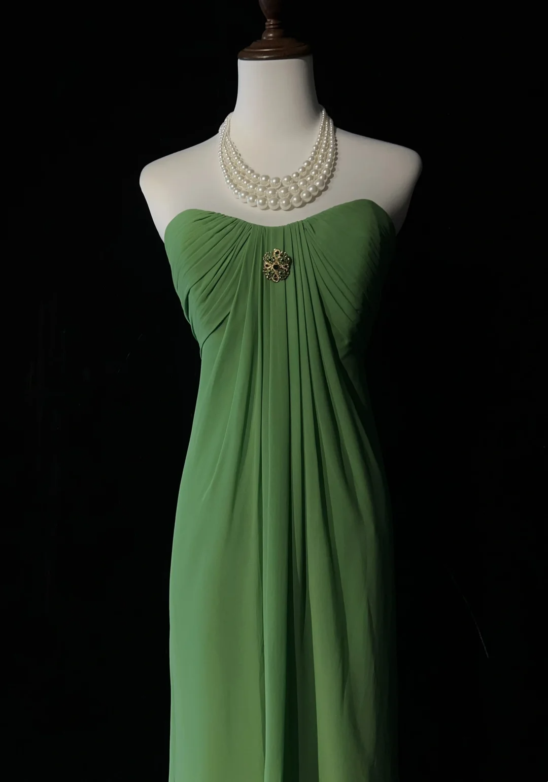 Retro A Line Sweetheart Green Chiffon Sleeveless Pleated Long Prom Dresses Party Dress 21st Birthday Outfits Graduation Dresses DH2668