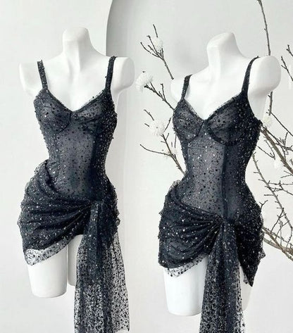 Unique Sheath Straps Sequin Lilac Formal Tight Homecoming Dresses 8th Grad Dance Graduation Dress Short Hoco Dresses DH2689