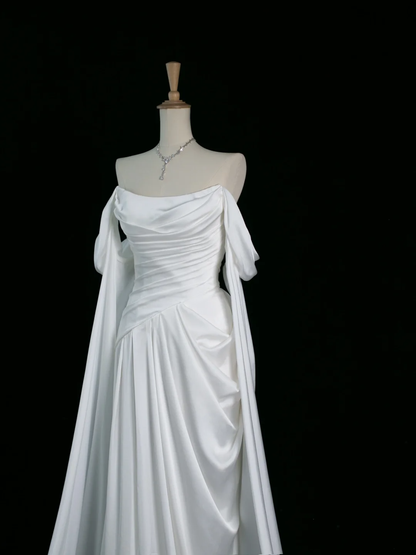 Pretty Wedding Dress A line Off The Shoulder Short Sleeves White Long Wedding Dresses Bridal Gowns Brides Gown DH349