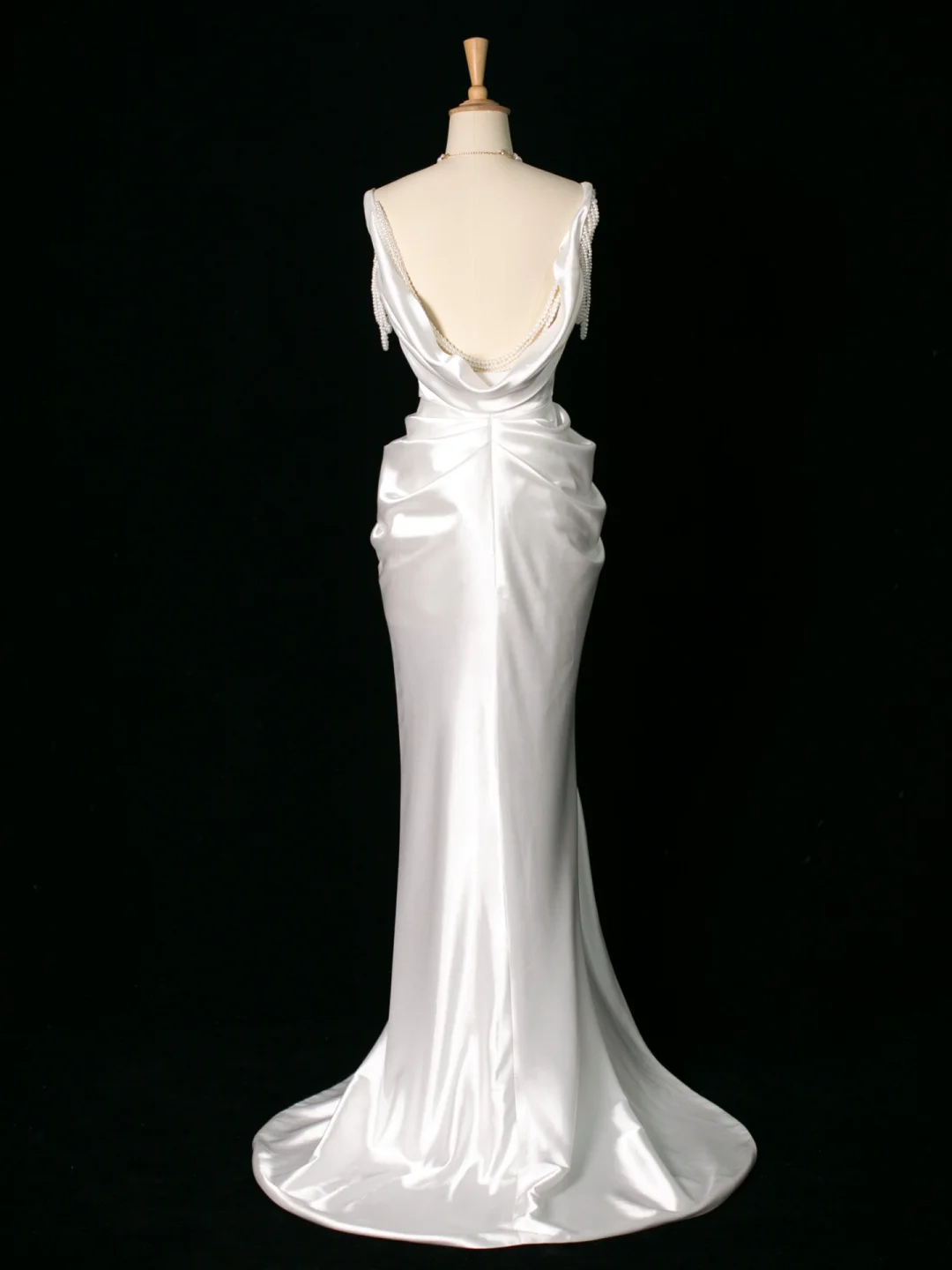 Chic Wedding Dress Mermaid Straps White Satin Sleeveless Long Vintage Wedding Dresses Bridal Gowns Brides Dress DH395