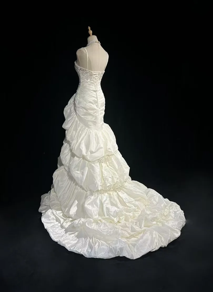 Retro Wedding Dress 1950s 1940s Mermaid Spaghetti Straps Taffeta Long Wedding Dresses Bridal Gowns Brides Gown DH558