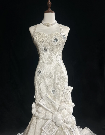 Retro Wedding Dress 1950s 1940s Mermaid Spaghetti Straps Tulle Long Wedding Dresses Bridal Gowns Elegant Brides Gown DH566