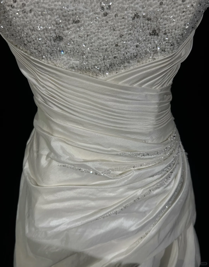 Vintage Wedding Dress 1970s High Low Strapless Lace Ivory Wedding Dresses Bridal Gowns Elegant Brides Gown DH567