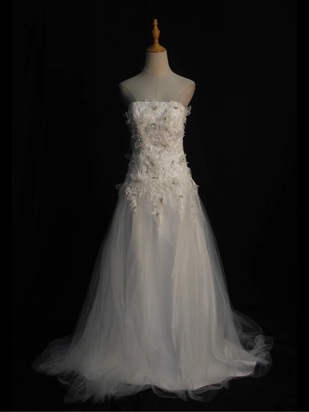 Vintage Wedding Dress 1970s Ball Gown Strapless White Tulle Wedding Dresses Bridal Gowns Elegant Brides Gown DH579