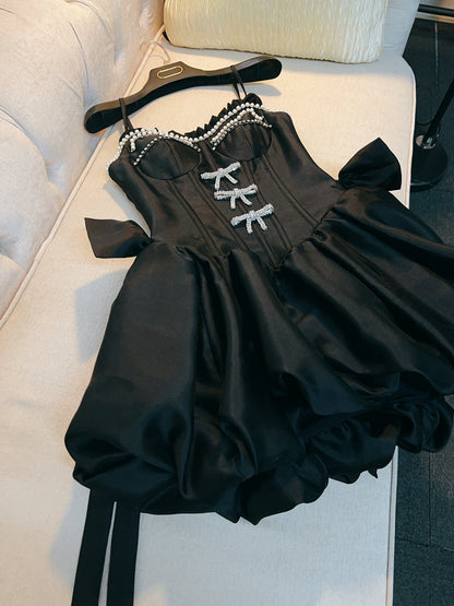 Fancy Short Hoco Dresses Ball Gown Spaghetti Straps Black Formal 8th Grade Homecoming Dresses Summer Middle School Homecoming Outfits DH79