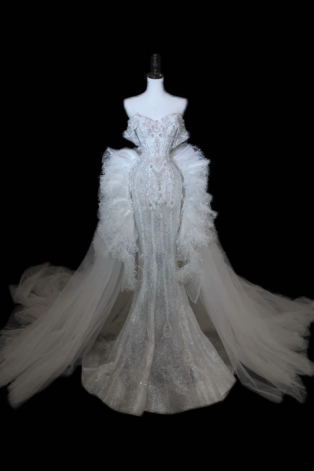 Timeless Bridal Gown Mermaid Off The Shoulder Silver Sequin Cap Sleeves Long Wedding Dresses Elegant Bridal Gowns DH897
