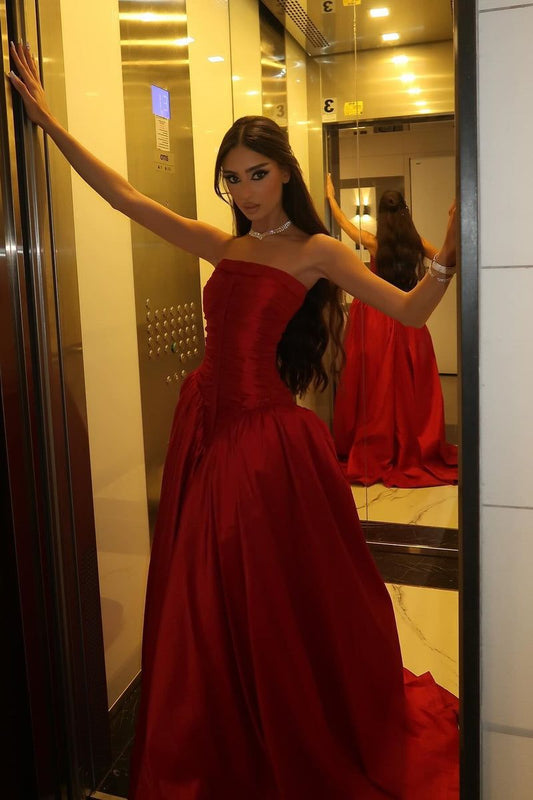 Sexy Strapless Sheath Long Prom Dresses Sleeveless Chiffon Burgundy Evening Dresses DP04042
