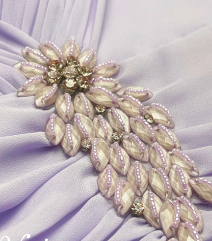 Elegant Sheath Long Prom Dresses Chiffon Lilac Mother of the Bride Dresses DP04146