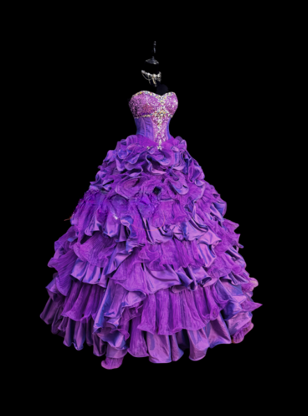 Cute Strapless Ball Gown Taffeta Long Prom Dresses Tulle Purple Quinceanera Dresses Sleeveless Sweet 16 Dresses  DP04151