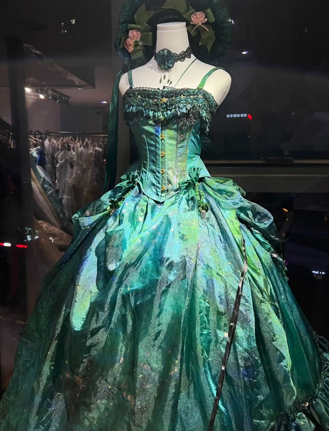 Cute Straps Ball Gown Tulle Long Prom Dresses Green Quinceanera Dresses Sleeveless Sweet 16  Dresses DP04294