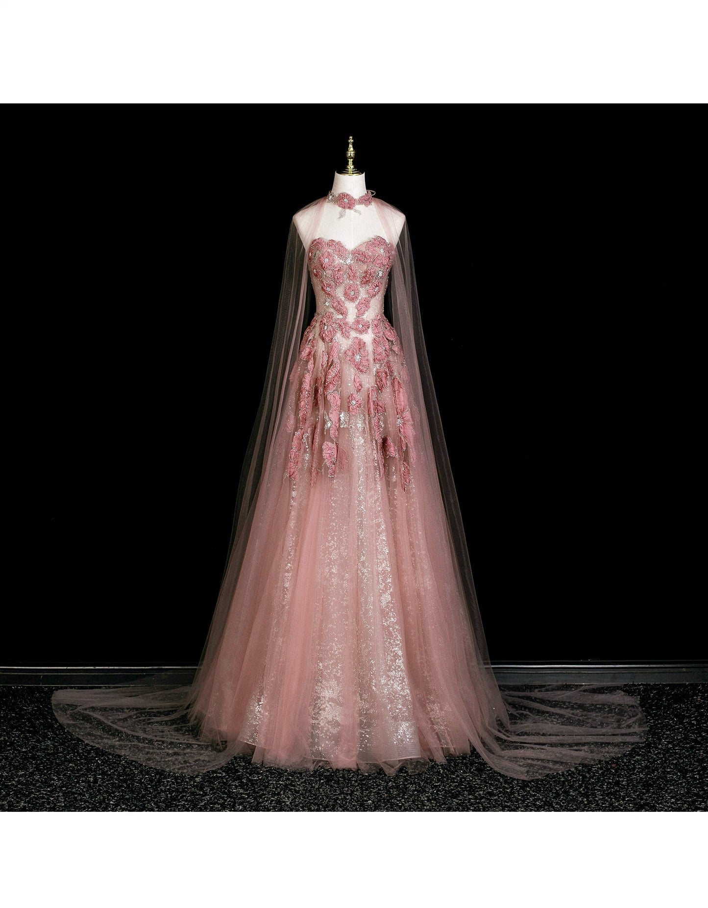 Gorgeous Strapless Birthday Dresses A-Line Peach Long Prom Dresses Appliques Beaded Tulle Sleevless Bridesmaid Dresses DP04423
