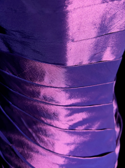 Retro Strapless Mermaid Long Prom Dresses Satin Purple Birthday Drseses Sleeveless Evening Dresses DP04455