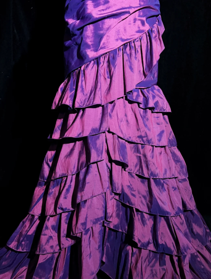 Retro Strapless Mermaid Long Prom Dresses Satin Purple Birthday Drseses Sleeveless Evening Dresses DP04455