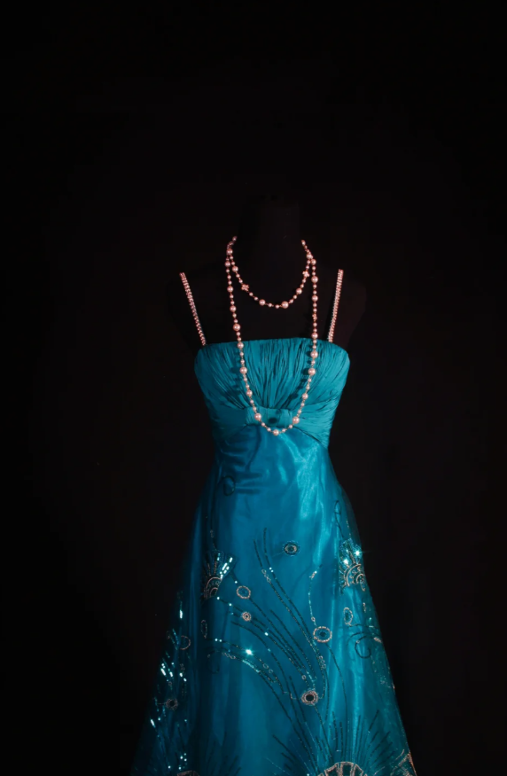 Chic Spaghetti Straps A-Line Long Prom Dresses Sequins Tulle Turquoise Party Dresses Sleeveless Evening Dresses DP04463