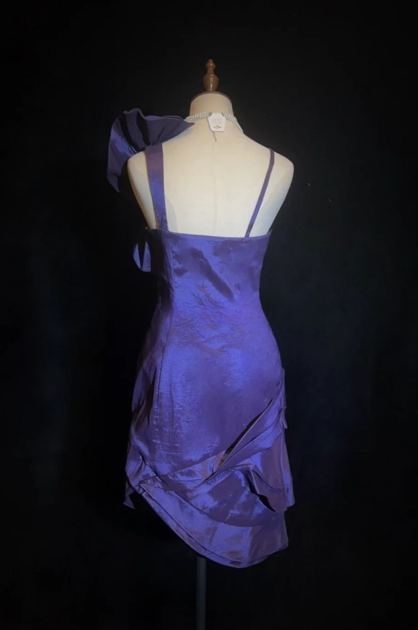 Sexy Spaghetti Straps Sheath Long Prom Dresses Satin Purple Party Dresses Sleeveless Evening Dresses  DP04470
