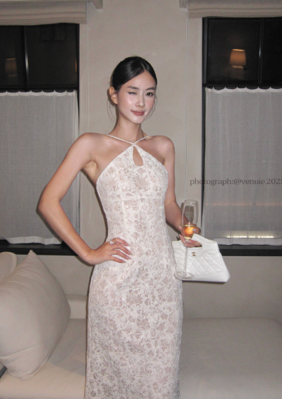 Fashion  White Sheath Long Prom Dresses Appliques Halter Christmas Dresses Sleeveless Evening Dresses DP04490