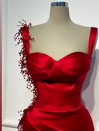 Sexy Burgundy Sheath Long Evening Dresses Satin Straps Sleeveless Prom Dresses DP04521
