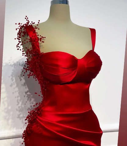 Sexy Burgundy Sheath Long Evening Dresses Satin Straps Sleeveless Prom Dresses DP04521