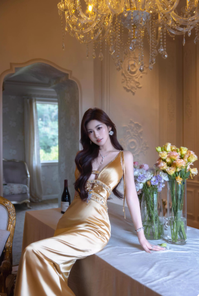 Sexy Gold Sheath Long Prom Dresses Diamonds Beaded Satin Slit Evening Dresses Sleeveless Birthday Dresses DP04527