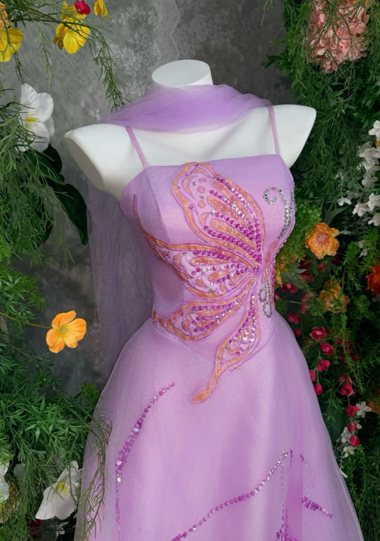 Elegant Pink Prom Dress Sequins Tulle Sapghetti Straps Evening Dress A-Line Birthday Dress DP05164