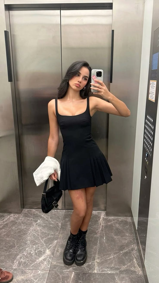 Simple A Line Spaghetti Straps Black Satin Short Summer Birthday Dress Hoco Dress Birthday Outfit 16th Birthday Mini Party Dresses DP1233