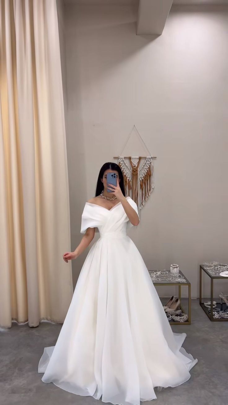 Simple Wedding Dress Ball Gown Off The Shoulder White Long Wedding Dresses Bridal Gowns DP1365