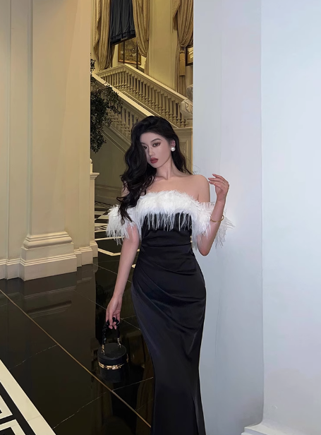 Elegant Mermaid Off The Shoulder Black Satin 21st Birthday Dress Party Gown Birthday Outfits Birthday Dress Ideas For Women DP1448