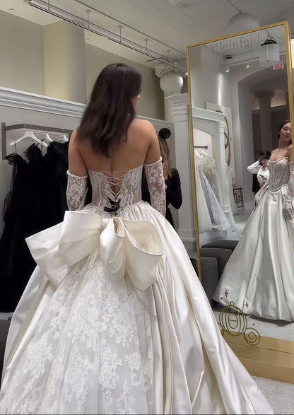Elegant Bridal Dress Ball Gown Sweetheart White Lace Wedding Dresses Minimalist Bridal Gowns DP1600
