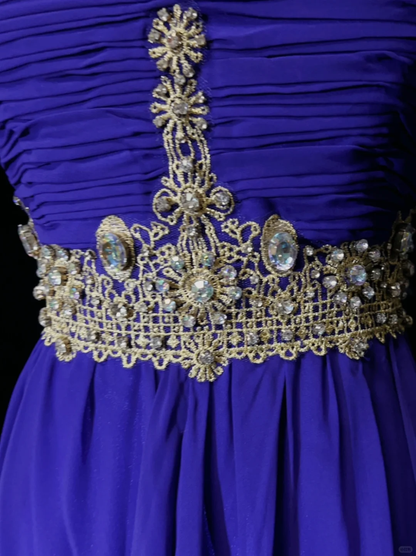 Elegant Glamour A Line Royal Blue Chiffon Long Prom Dress Party Dress Evening Dresses DP1686