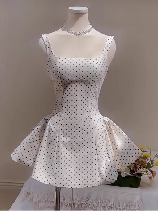 Cute A line Square Short Satin Summer Birthday Dress Hoco Dress Mini Birthday Outfit 23rd Birthday Party Dresses DP1725