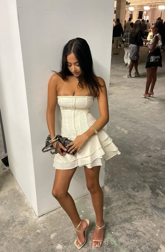 Cute A line Strapless Summer Birthday Dress Hoco Dress Mini Birthday Outfit 18th Birthday Cocktail Dresses DP1836