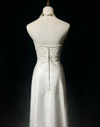 Pretty Wedding Dress High Low Strapless Ivory Long Wedding Dresses Bridal Gowns DP1836