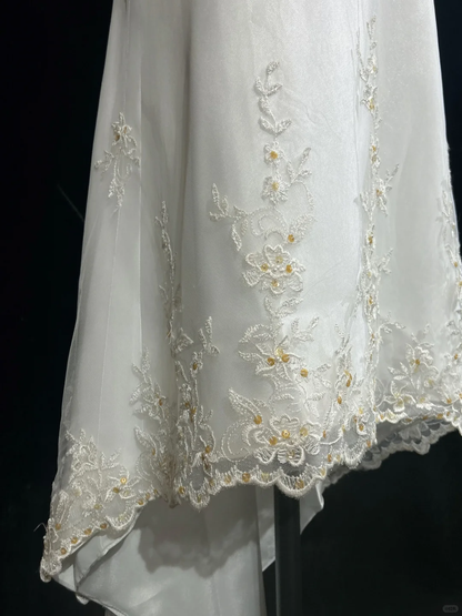 Pretty Wedding Dress High Low Strapless Ivory Long Wedding Dresses Bridal Gowns DP1836