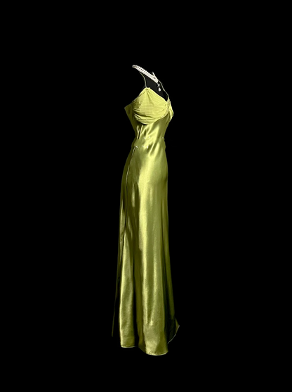 Vintage Sheath Spaghetti Straps Green Long Evening Party Gowns Formal Dresses Prom Dresses DP2040