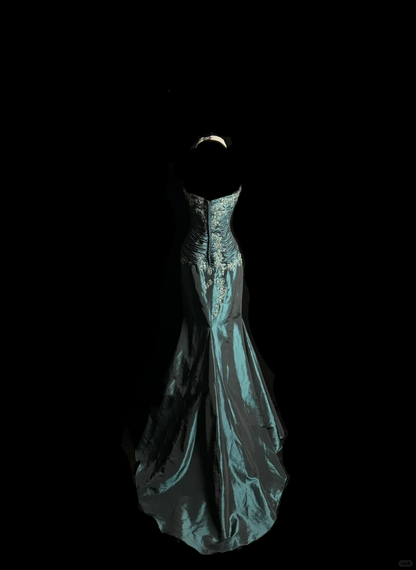 Pretty Mermaid Sweetheart Green Taffeta Long Night Dinner Evening Dresses Formal Summer Wedding Guest Dresses Wedding Guest Outfits DP2066