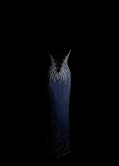 Pretty Mermaid Halter Navy Blue Sequin Backless Long Night Dinner Evening Dresses Formal Summer Wedding Guest Dresses Wedding Guest Outfits DP2068