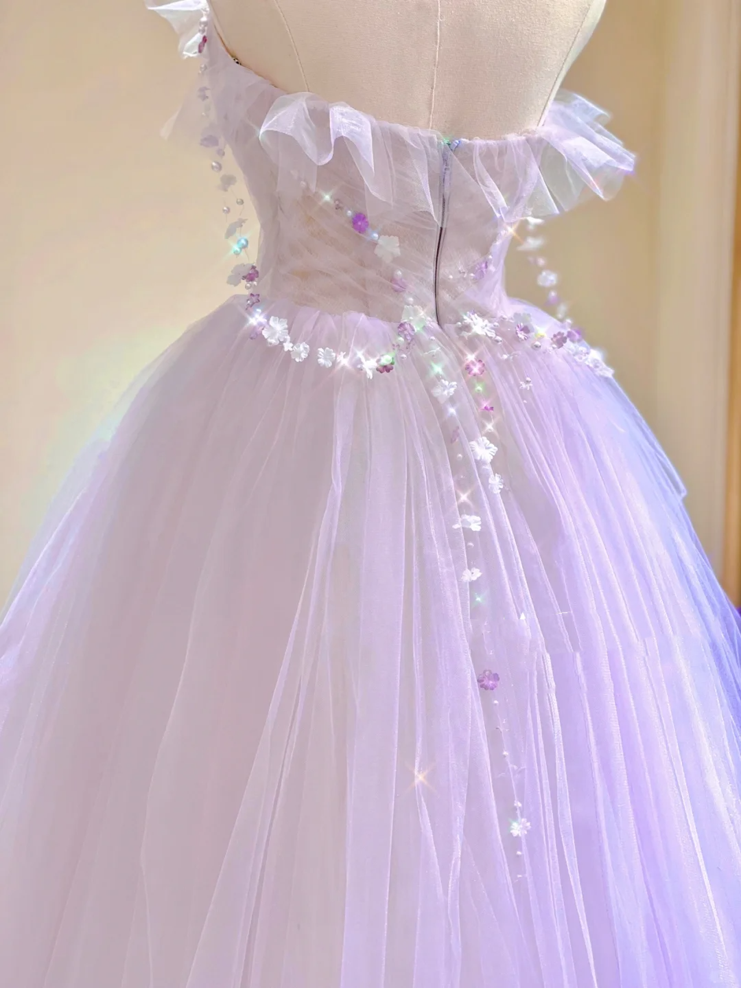 Pretty Ball Gown Strapless Sleeveless Long Pink Tulle Prom Dresses Evening Dresses DP314