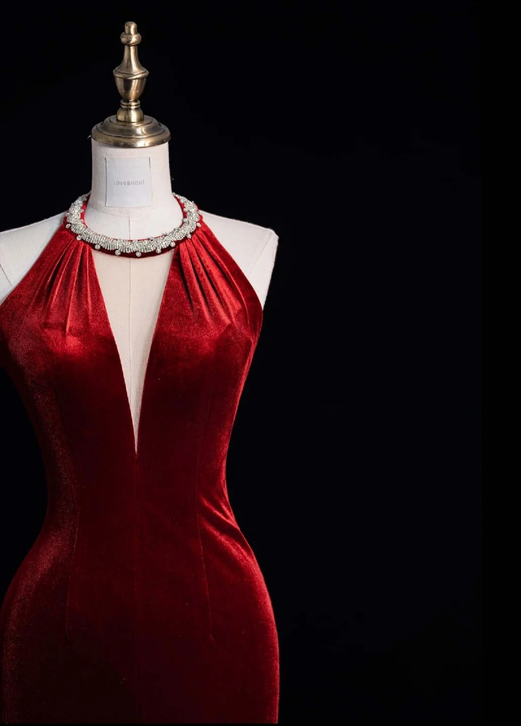 Elegant V-neck Sheath Long Prom Dresses Velvet Open Back Burgundy Evening Dresses DP3340