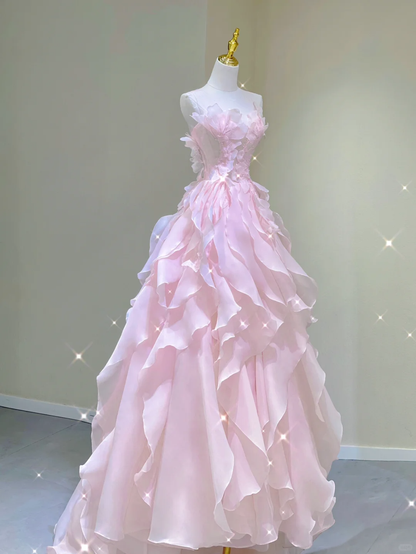 Pretty Ball Gown Strapless Long Prom Dresses Graduation Dress High School Classy Evening Dresses DP384